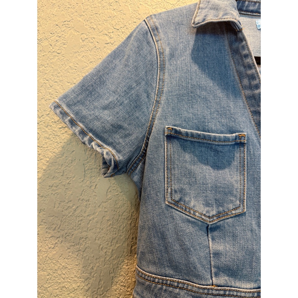 Draper James Blue Denim Button Front Short Sleeve Mini Shirt Dress Size 12 - Picture 4 of 9